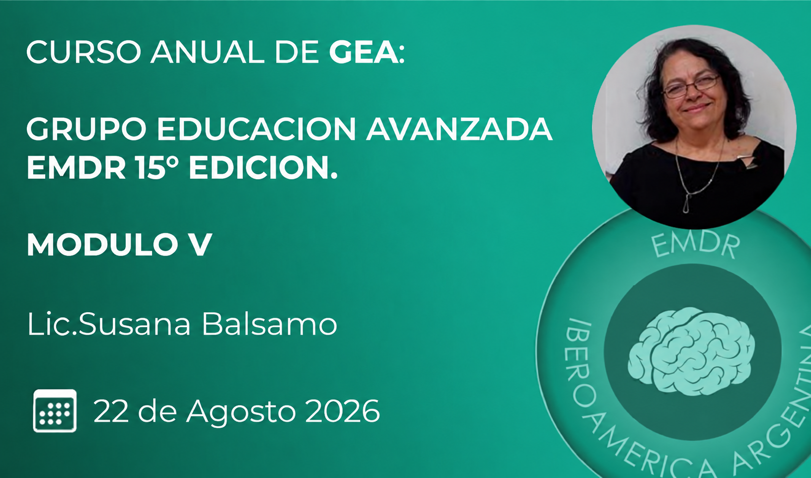 CURSO ANUAL DE GEA.  GRUPO EDUCACION AVANZADA  EMDR 15° EDICION V